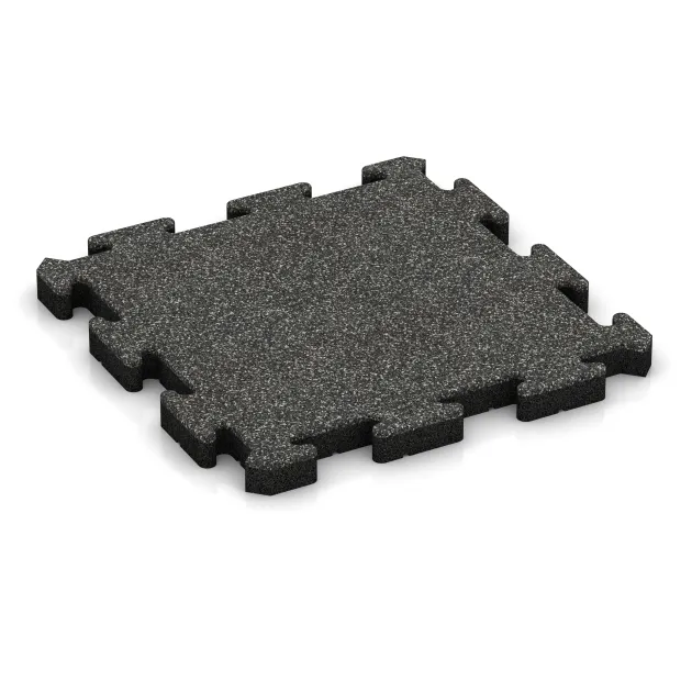 Pavimento deportivo de caucho von WARCO im Farbdesign Granito oscuro mit den Abmessungen 500 x 500 x 50 mm. Produktfoto von Artikel 4145 in der Aufsicht von schräg vorne.