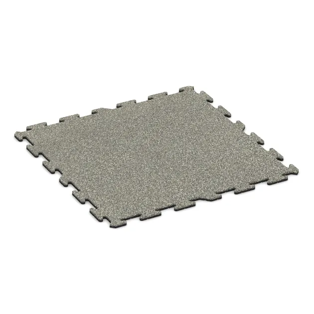 Esterilla de fitness 18 mm von WARCO im Farbdesign Granito claro mit den Abmessungen 1000 x 1000 x 18 mm. Produktfoto von Artikel 0316 in der Aufsicht von schräg vorne.