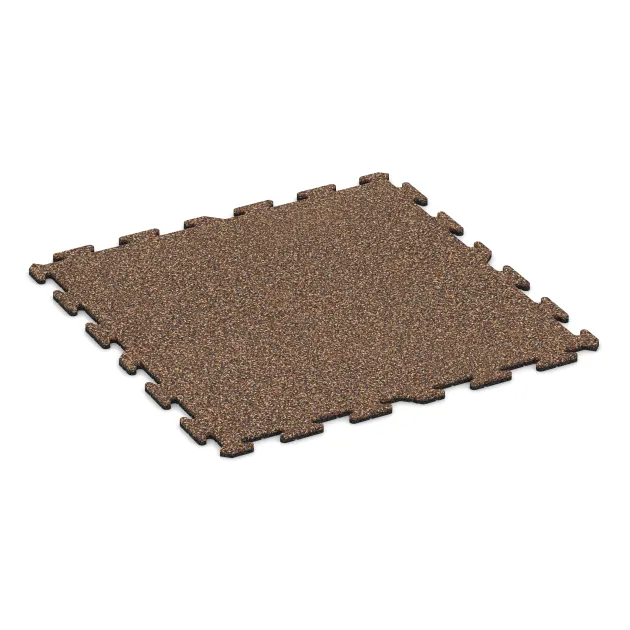 Esterilla de fitness 18 mm von WARCO im Farbdesign Café con leche mit den Abmessungen 1000 x 1000 x 18 mm. Produktfoto von Artikel 0319 in der Aufsicht von schräg vorne.