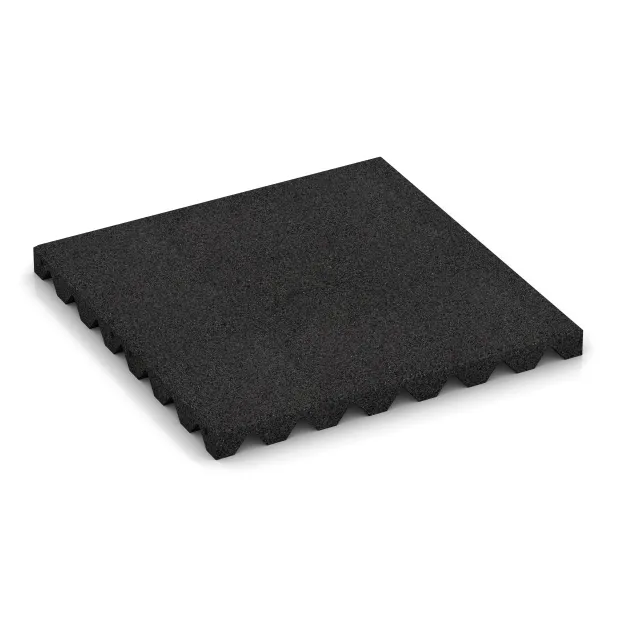 Loseta de caucho para parques infantiles von WARCO im Farbdesign Antracita mit den Abmessungen 500 x 500 x 40 mm. Produktfoto von Artikel 0622 in der Aufsicht von schräg vorne.