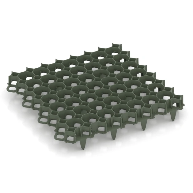 Rejilla estabilizadora de plástico von WARCO im Farbdesign Verde mate mit den Abmessungen 47,6 x 47,6 x 4 cm | 0,23 m². Produktfoto von Artikel 3634 in der Aufsicht von schräg vorne.
