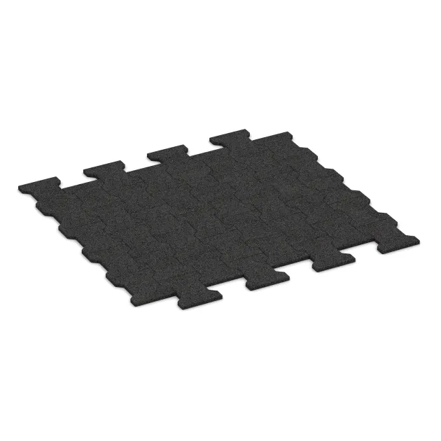 Baldosa de caucho – doble T / H von WARCO im Farbdesign Antracita mit den Abmessungen 1120 x 1000 x 17 mm. Produktfoto von Artikel 5191 in der Aufsicht von schräg vorne.