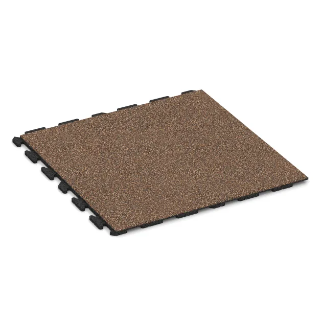 Pavimento Fitness Baldosas de Goma Classic von WARCO im Farbdesign Café con leche mit den Abmessungen 1000 x 1000 x 30 mm. Produktfoto von Artikel 1603 in der Aufsicht von schräg vorne.