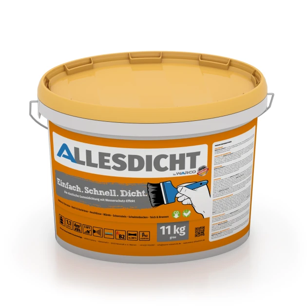 ALLESDICHT – Impermeabilización de balcón & terraza von WARCO im Farbdesign Gris mit den Abmessungen 11 kg | 3,3 m². Produktfoto von Artikel 0030 in der Aufsicht von schräg vorne.