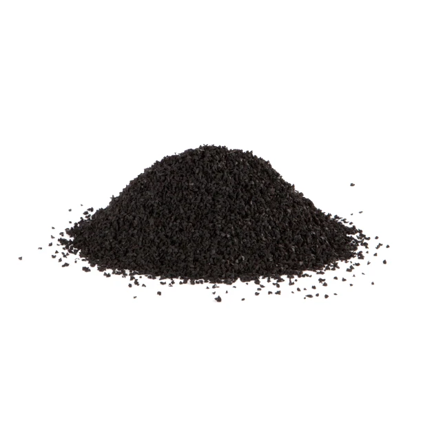 Rubber granulate von WARCO im Farbdesign Antracita mit den Abmessungen 20 kg. Produktfoto von Artikel 1791 in der Aufsicht von schräg vorne.