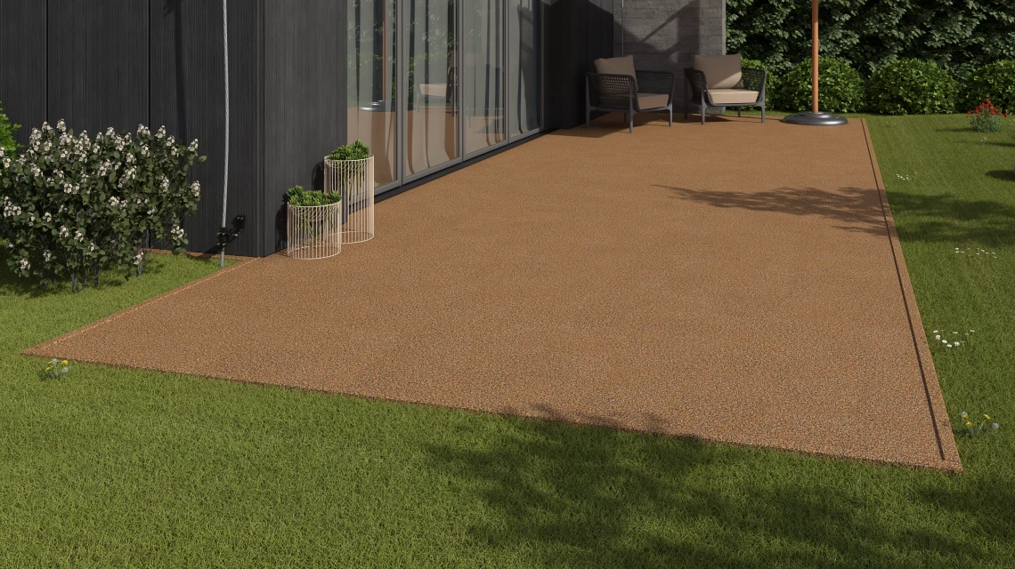 Beispielhafte Verlegung für den Artikel 3731 von WARCO - Suelo para terraza sin juntas, Farbton Terracota in der Abmessung 30,6 x 30,6 x 2 cm | 0,094 m².