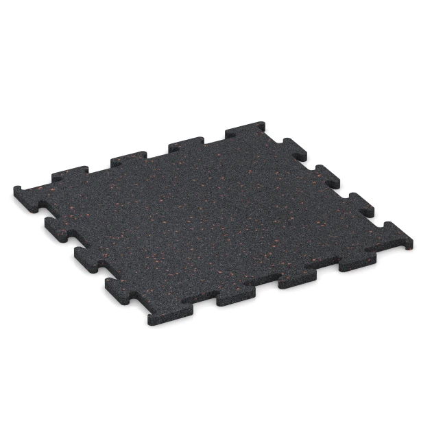Fitness Performance Elite pavimento deportivo von WARCO im Farbdesign Rojo ligeramente moteado mit den Abmessungen 50 x 50 x 1,5 cm | 0,25 m². Produktfoto von Artikel 3769 in der Aufsicht von schräg vorne.
