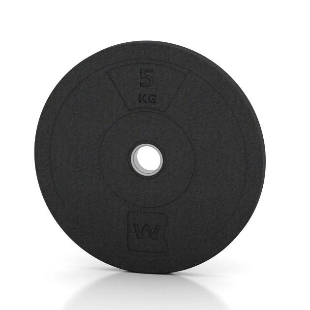 Bumper Plate von WARCO im Farbdesign Antracita mit den Abmessungen 5 kg | ø 45,4 x 3,15 cm. Produktfoto von Artikel 6084 in der Aufsicht von schräg vorne.