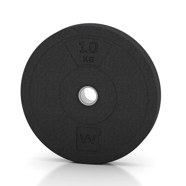 Bumper Plate von WARCO im Farbdesign Antracita mit den Abmessungen 10 kg | ø 45,4 x 5,85 cm. Produktfoto von Artikel 6085 in der Aufsicht von schräg vorne.
