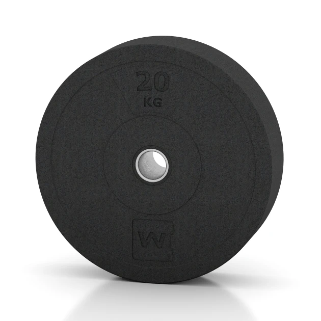 Bumper Plate von WARCO im Farbdesign Antracita mit den Abmessungen 20 kg | ø 45,4 x 11,38 cm. Produktfoto von Artikel 6087 in der Aufsicht von schräg vorne.