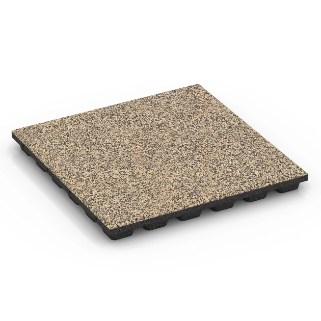 Loseta de caucho EPDM para parque infantil – 160 cm von WARCO im Farbdesign Travertino mit den Abmessungen 50 x 50 x 4,8 cm | 0,25 m². Produktfoto von Artikel 6437 in der Aufsicht von schräg vorne.