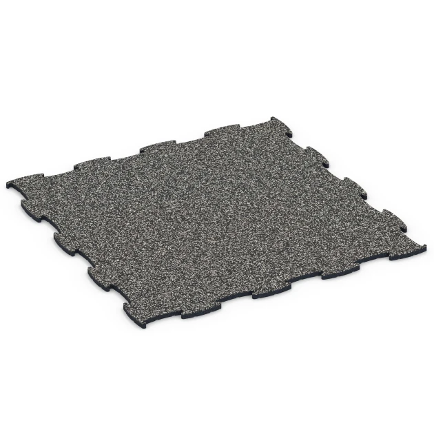 Suelo Fitness Max von WARCO im Farbdesign Granito gris oscuro mit den Abmessungen 97,1 x 97,1 x 1,8 cm | 0,94 m². Produktfoto von Artikel 6868 in der Aufsicht von schräg vorne.