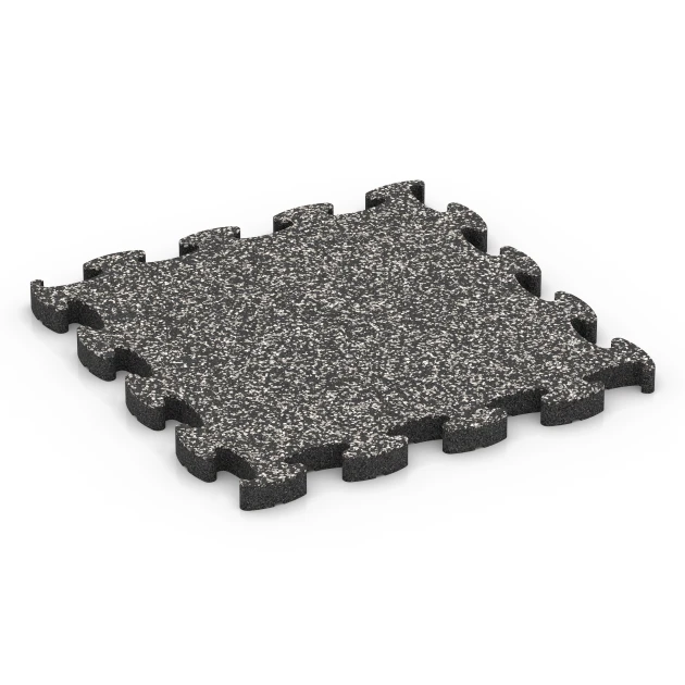 Loseta amortiguadora puzzle von WARCO im Farbdesign Granito gris oscuro mit den Abmessungen 46 x 46 × 2,8 cm. Produktfoto von Artikel 6931 in der Aufsicht von schräg vorne.