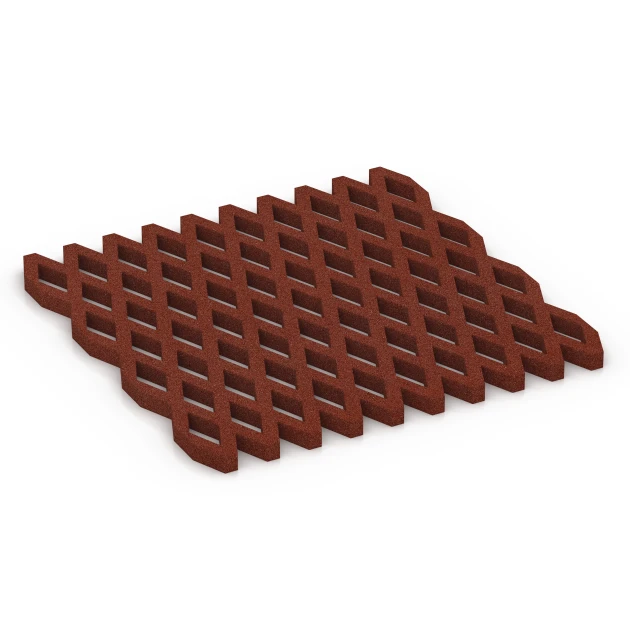 Rejilla amortiguadora césped von WARCO im Farbdesign Rojo ladrillo mit den Abmessungen 100 x 100 x 4 cm. Produktfoto von Artikel 7010 in der Aufsicht von schräg vorne.