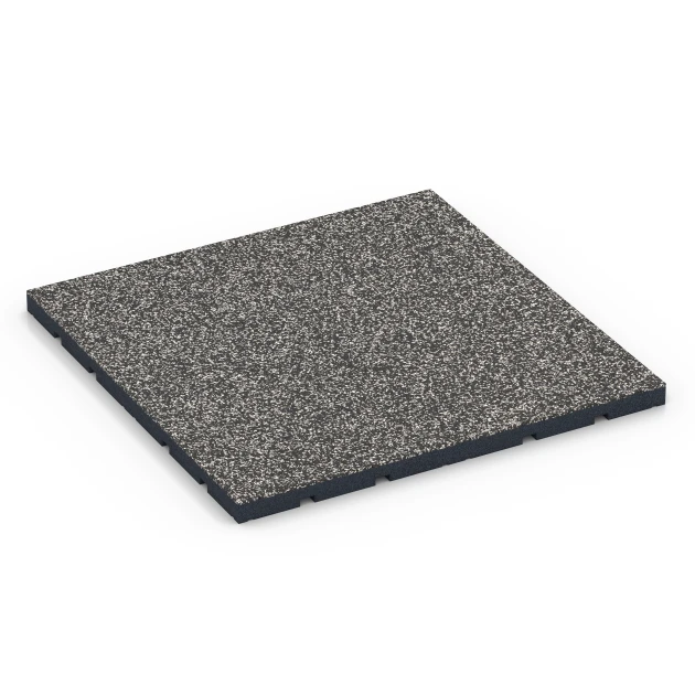 Suelo de gimnasio para exterior von WARCO im Farbdesign Granito gris oscuro mit den Abmessungen 60 x 60 x 3 cm | 0,36 m². Produktfoto von Artikel 7132 in der Aufsicht von schräg vorne.
