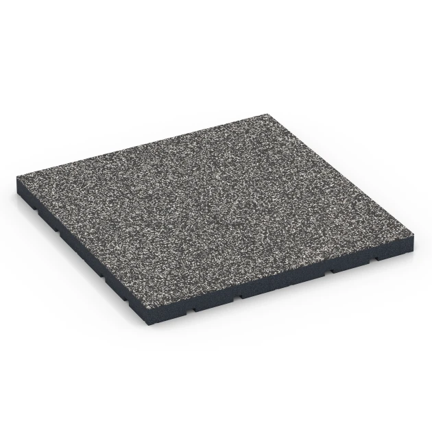 Suelo de gimnasio para exterior von WARCO im Farbdesign Granito gris oscuro mit den Abmessungen 60 x 60 x 4 cm | 0,36 m². Produktfoto von Artikel 7141 in der Aufsicht von schräg vorne.