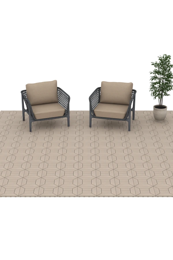 Beispielhafte Verlegung für den Artikel 6350 von WARCO - Patrón de casetones – Baldosa encajable, Farbton Vainilla in der Abmessung 30 x 30 x 2 cm.