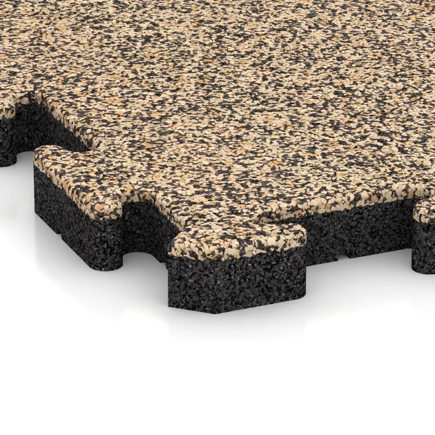 Detailaufnahme der Randausprägung von WARCO-Produkt 2856, Loseta anticaída tipo puzzle, Format 50 x 50 x 4 cm | 0,25 m², Farbe Travertino.