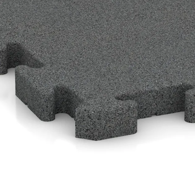 Detailaufnahme der Randausprägung von WARCO-Produkt 4194, Pavimento deportivo de caucho HD, Format 500 x 500 x 40 mm, Farbe Gris pizarra.