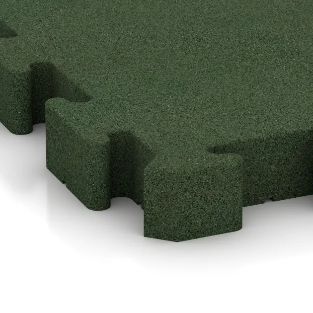 Detailaufnahme der Randausprägung von WARCO-Produkt 3194, Esterilla Protectora Fitness, Format 500 x 500 x 60 mm, Farbe Verde hierba.