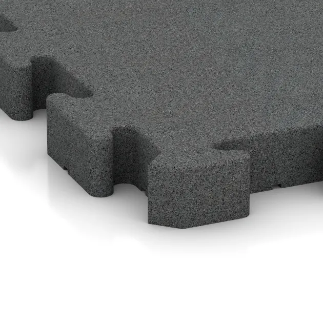 Detailaufnahme der Randausprägung von WARCO-Produkt 3165, Esterilla Protectora Fitness, Format 500 x 500 x 50 mm, Farbe Gris pizarra.