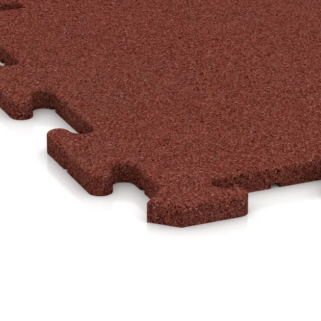 Detailaufnahme der Randausprägung von WARCO-Produkt 3920, Pavimento deportivo para perros HD, Format 500 x 500 x 18 mm, Farbe Rojo ladrillo.