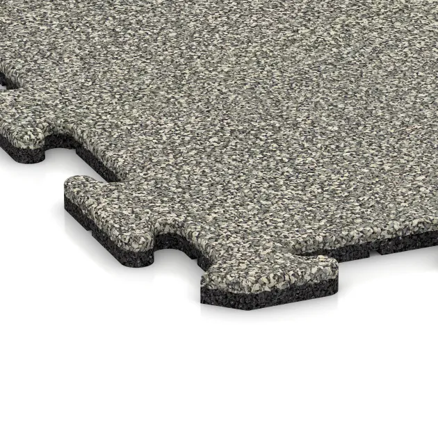 Detailaufnahme der Randausprägung von WARCO-Produkt 0316, Esterilla de fitness 18 mm, Format 1000 x 1000 x 18 mm, Farbe Granito claro.