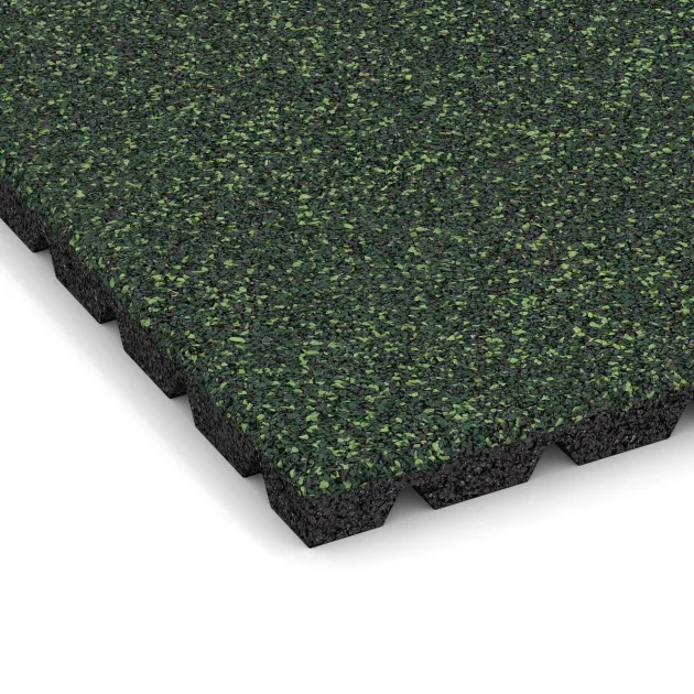 Detailaufnahme der Randausprägung von WARCO-Produkt 5493, Loseta de caucho para parques infantiles 3 cm - EN 1177 ≤ 100 cm, Format 500 x 500 x 30 mm, Farbe Césped inglés.