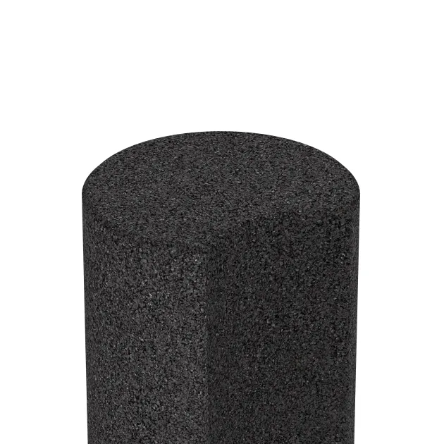 Detailaufnahme der Randausprägung von WARCO-Produkt 2554, Palisada de goma, Format ø 250 x 400 mm, Farbe Antracita.