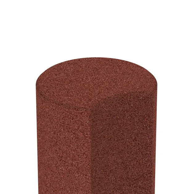 Detailaufnahme der Randausprägung von WARCO-Produkt 2549, Palisada de goma, Format ø 250 x 400 mm, Farbe Rojo ladrillo.