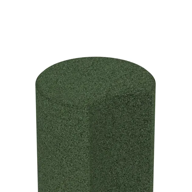 Detailaufnahme der Randausprägung von WARCO-Produkt 2552, Palisada de goma, Format ø 250 x 400 mm, Farbe Verde hierba.