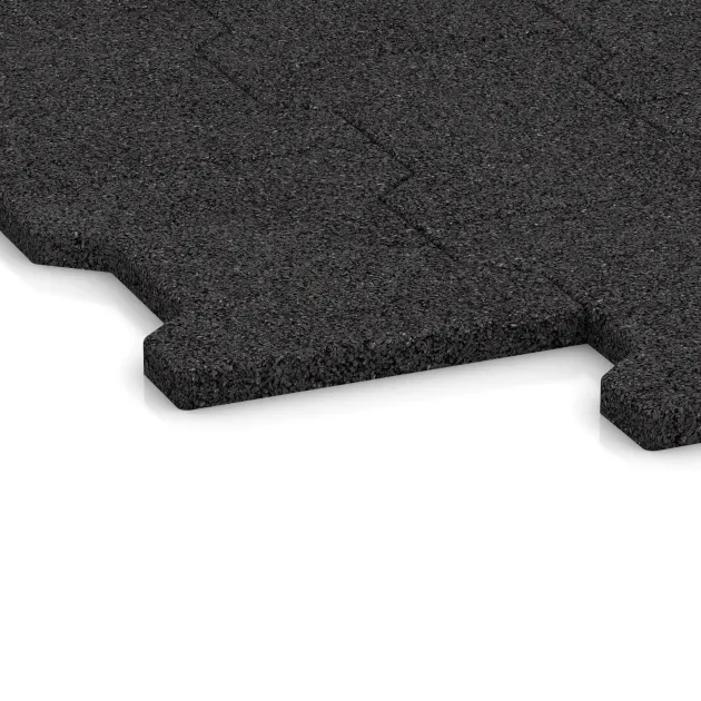 Detailaufnahme der Randausprägung von WARCO-Produkt 5191, Baldosa de caucho – doble T / H, Format 1120 x 1000 x 17 mm, Farbe Antracita.