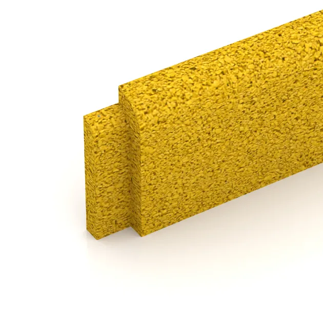 Detailaufnahme der Randausprägung von WARCO-Produkt 4288, Rodapié, Format 750 x 80 x 20 mm, Farbe Amarillo limón.