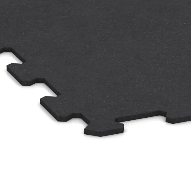 Detailaufnahme der Randausprägung von WARCO-Produkt 1064, Suelo de Fitness Compacto, Format 970 x 970 x 8 mm, Farbe Antracita mate.
