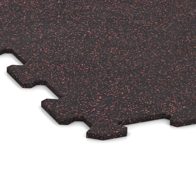 Detailaufnahme der Randausprägung von WARCO-Produkt 1049, Suelo de Fitness Compacto, Format 970 x 970 x 8 mm | 0,94 m, Farbe Rojo ligeramente moteado.