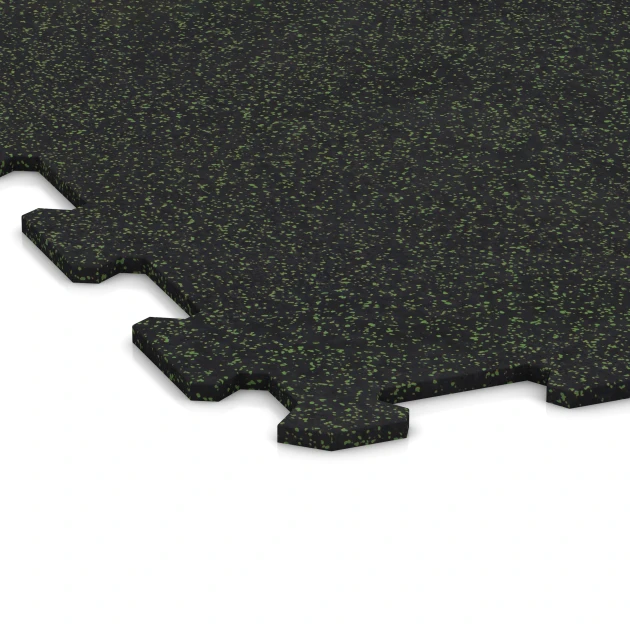 Detailaufnahme der Randausprägung von WARCO-Produkt 1058, Suelo de Fitness Compacto, Format 970 x 970 x 8 mm | 0,94 m, Farbe Verde ligeramente moteado.