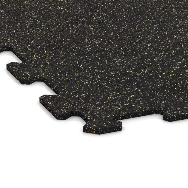 Detailaufnahme der Randausprägung von WARCO-Produkt 1063, Suelo de Fitness Compacto, Format 970 x 970 x 8 mm | 0,94 m, Farbe Amarillo ligeramente moteado.