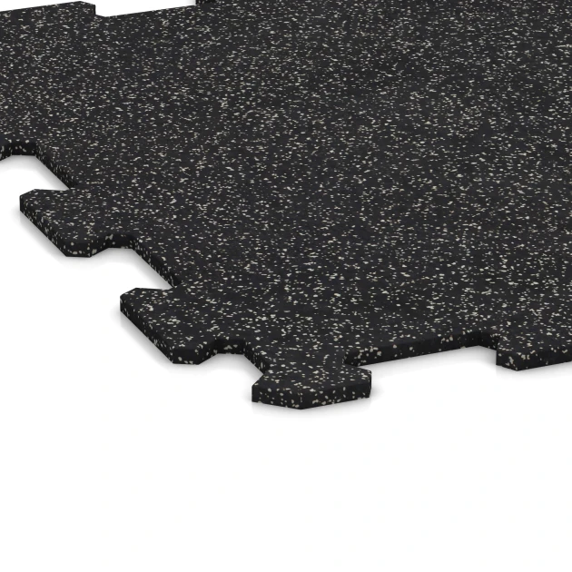 Detailaufnahme der Randausprägung von WARCO-Produkt 0920, Suelo de Fitness Compacto, Format 485 x 485 x 8 mm | 0,235 m², Farbe Gris ligeramente moteado.