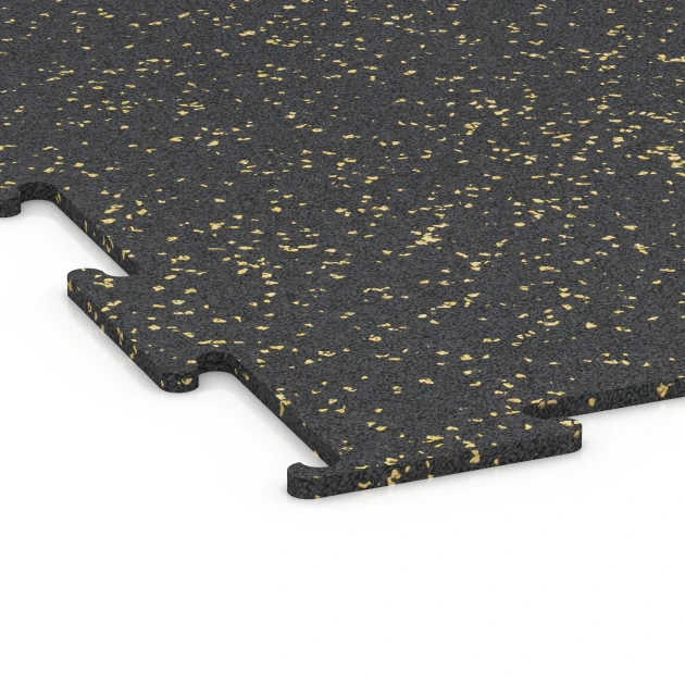 Detailaufnahme der Randausprägung von WARCO-Produkt 6454, Suelo de Fitness Compacto, Format 100 × 100 × 0,8 cm, Farbe Amarillo ligeramente moteado.