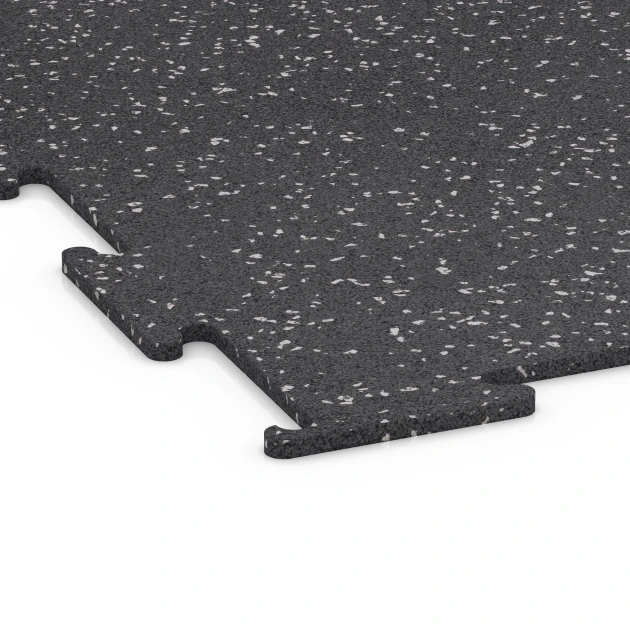 Detailaufnahme der Randausprägung von WARCO-Produkt 6458, Suelo de Fitness Compacto, Format 50 × 50 × 0,8 cm, Farbe Gris ligeramente moteado.