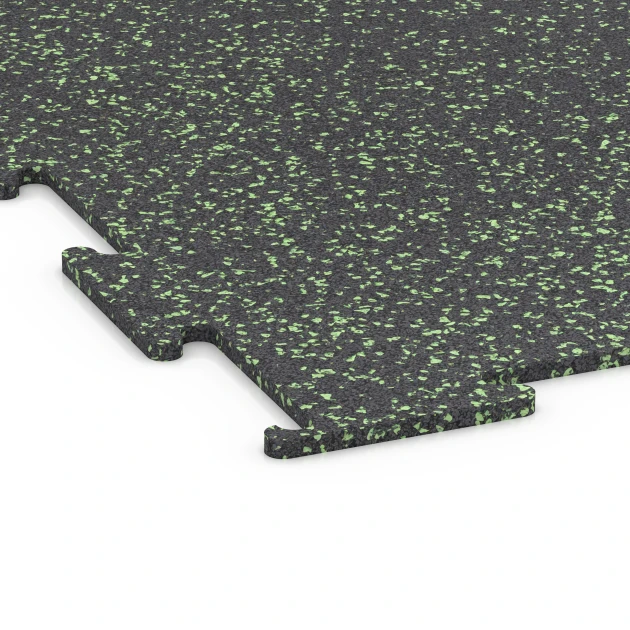 Detailaufnahme der Randausprägung von WARCO-Produkt 6459, Suelo de Fitness Compacto, Format 50 × 50 × 0,8 cm, Farbe Verde ligeramente moteado.