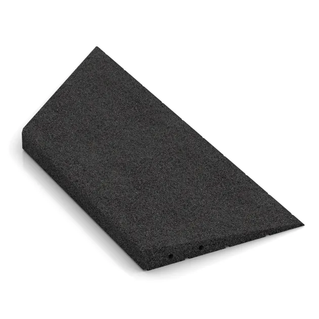 Detailaufnahme der Randausprägung von WARCO-Produkt 2036, Corner half wedge right, Format 750 x 300 x 40/8 mm, Farbe Antracita.