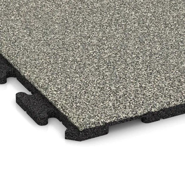 Detailaufnahme der Randausprägung von WARCO-Produkt 1572, Playground flooring, Format 1000 x 1000 x 30 mm, Farbe Granito claro.