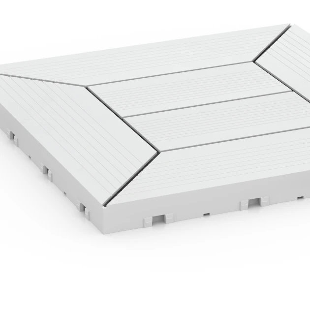 Detailaufnahme der Randausprägung von WARCO-Produkt 6352, Patrón de casetones – Baldosa encajable, Format 30 x 30 x 2 cm, Farbe Tiza.