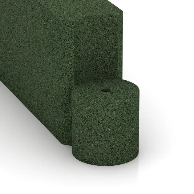 Detailaufnahme der Randausprägung von WARCO-Produkt 2576, Bloque modular de caucho, Format 1000 x 300 x 154 mm, Farbe Verde hierba.