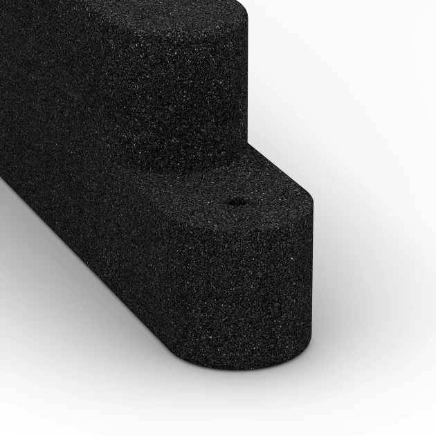 Detailaufnahme der Randausprägung von WARCO-Produkt 6639, Bordillo de caucho, Format 100 x 15 x 30 cm, Farbe Antracita.