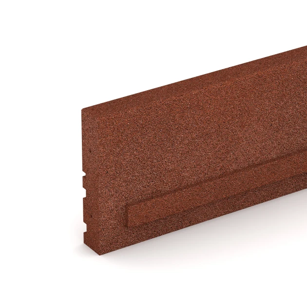 Detailaufnahme der Randausprägung von WARCO-Produkt 3785, Bordillo elástico, Format 100 × 5 × 25 cm, Farbe Rojo ladrillo.