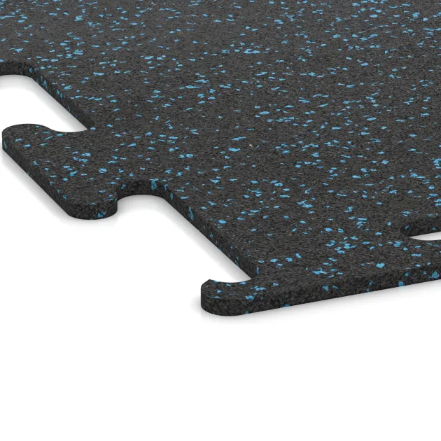 Detailaufnahme der Randausprägung von WARCO-Produkt 3754, Pavimento Fitness Performance Elite, Format , Farbe Azul ligeramente moteado.