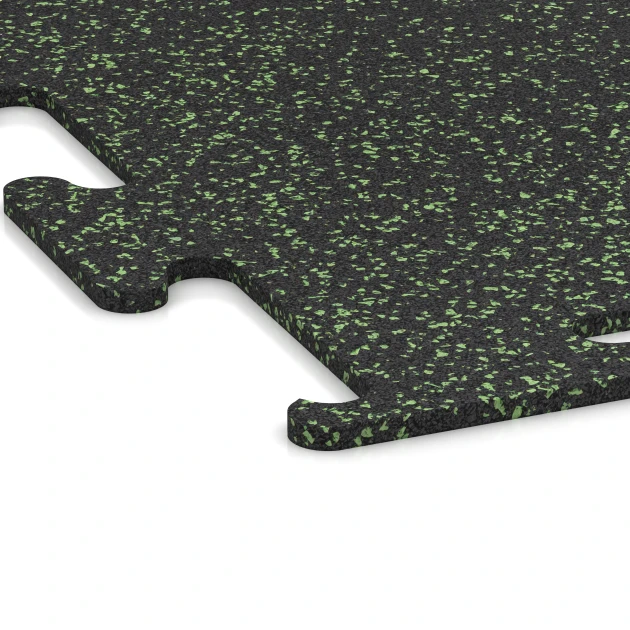 Detailaufnahme der Randausprägung von WARCO-Produkt 3755, Fitness Performance Elite Pavimento Deportivo, Format 100 x 100 x 1 cm | 1,00 m², Farbe Verde ligeramente moteado.