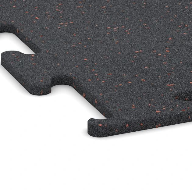 Detailaufnahme der Randausprägung von WARCO-Produkt 3757, Fitness Performance Elite Pavimento Deportivo, Format 100 x 100 x 1,5 cm | 1,00 m², Farbe Rojo ligeramente moteado.